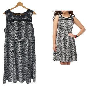 Size 28 4X ANIMAL PRINT KNIT FIT & FLARE MIDI DRESS Day/Evening Party PLUS‎ SIZE